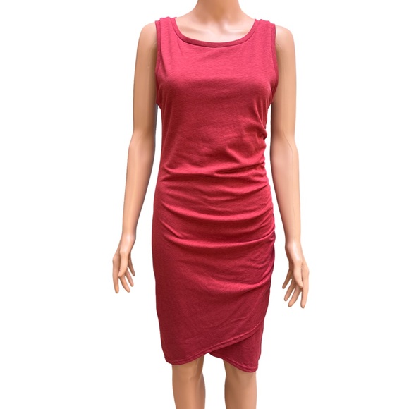 Tildon Asymmetrical Sleeveless Dress in Deep Red Medium - Picture 1 of 5